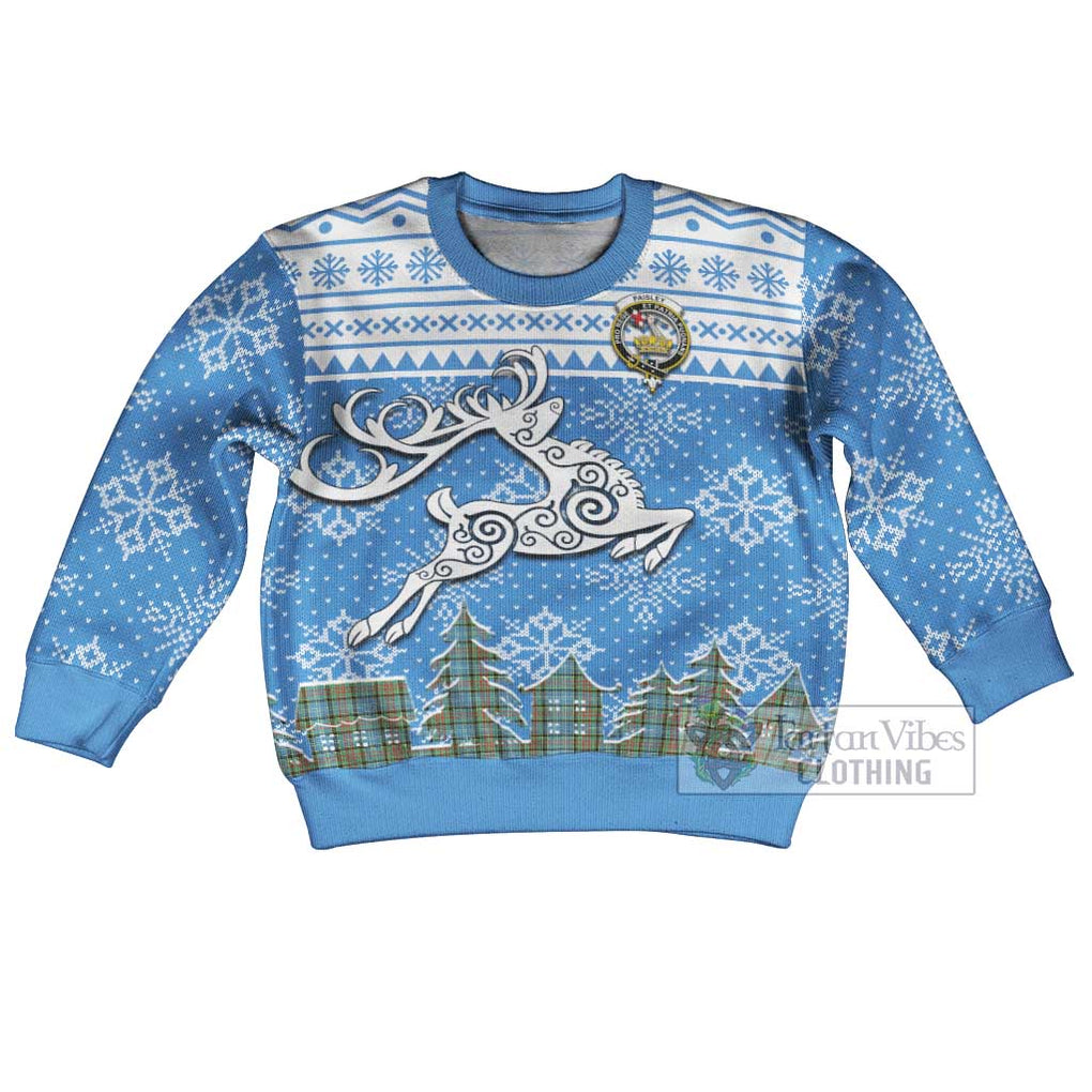 Paisley Clan Christmas Kid Ugly Sweater with Tartan and Celtic Reindeer Style Kid - Tartan Vibes Clothing