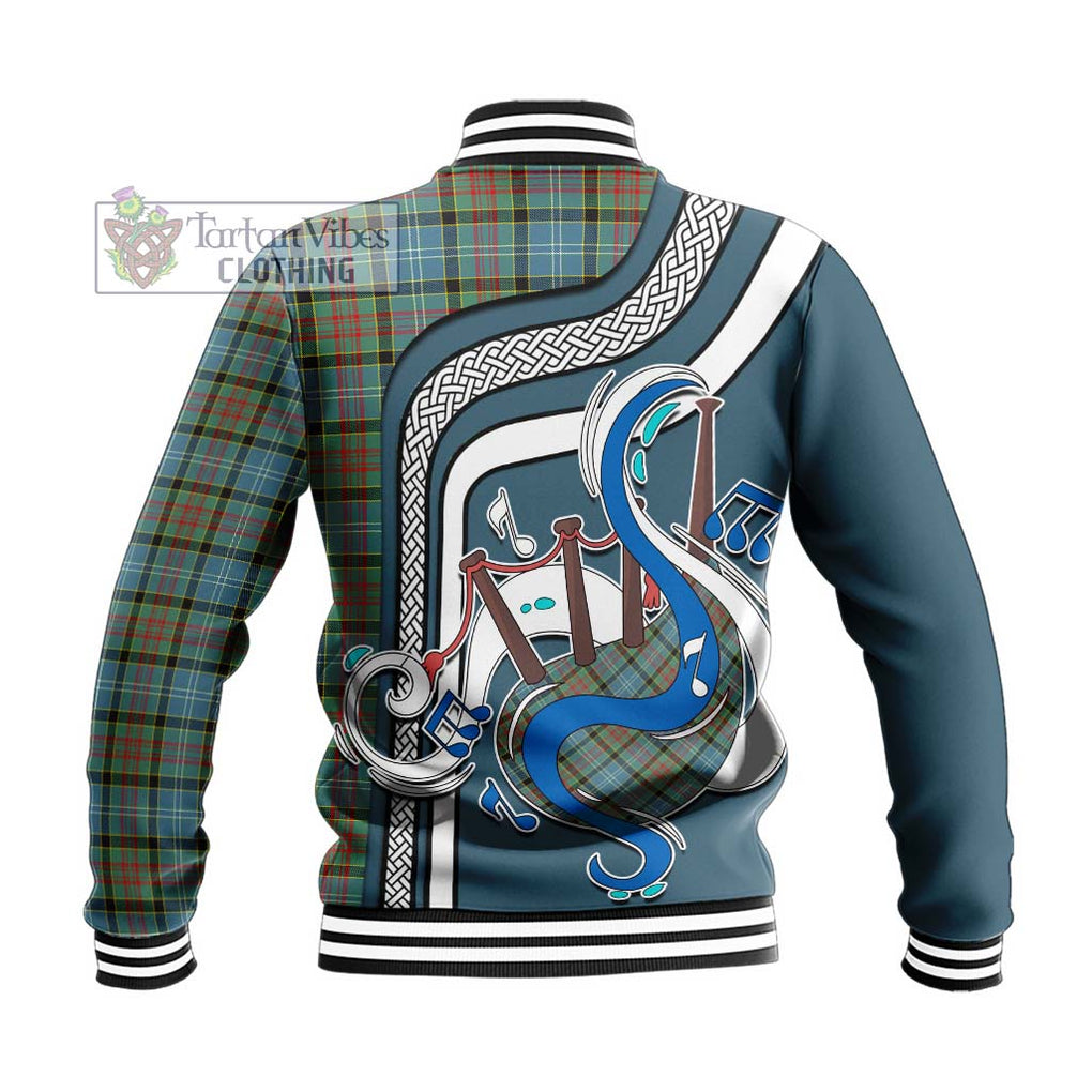 Tartan Vibes Clothing Paisley Tartan Baseball Jacket with Epic Bagpipe Style