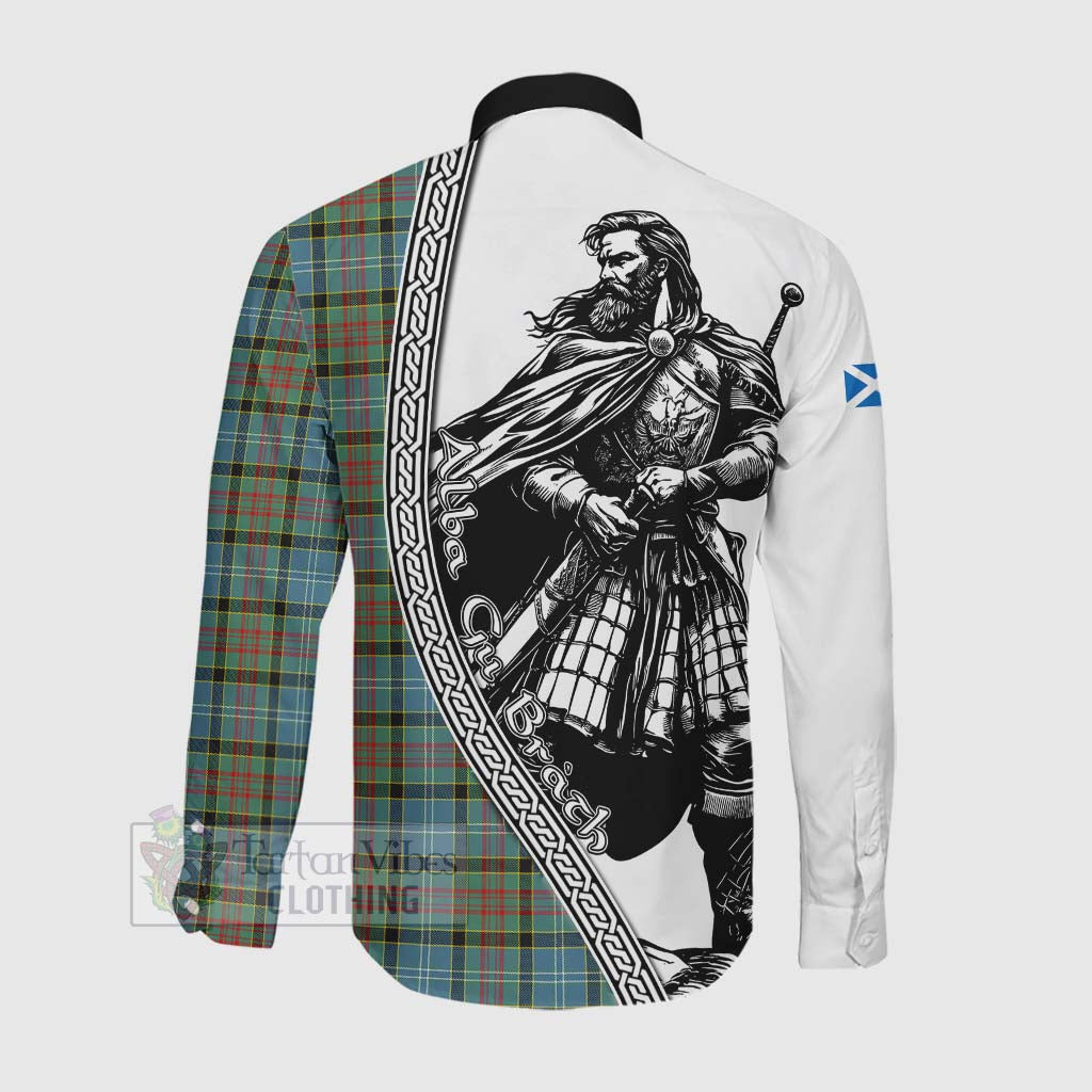 Tartan Vibes Clothing Paisley Tartan Clan Crest Long Sleeve Button Shirt with Highlander Warrior Celtic Style