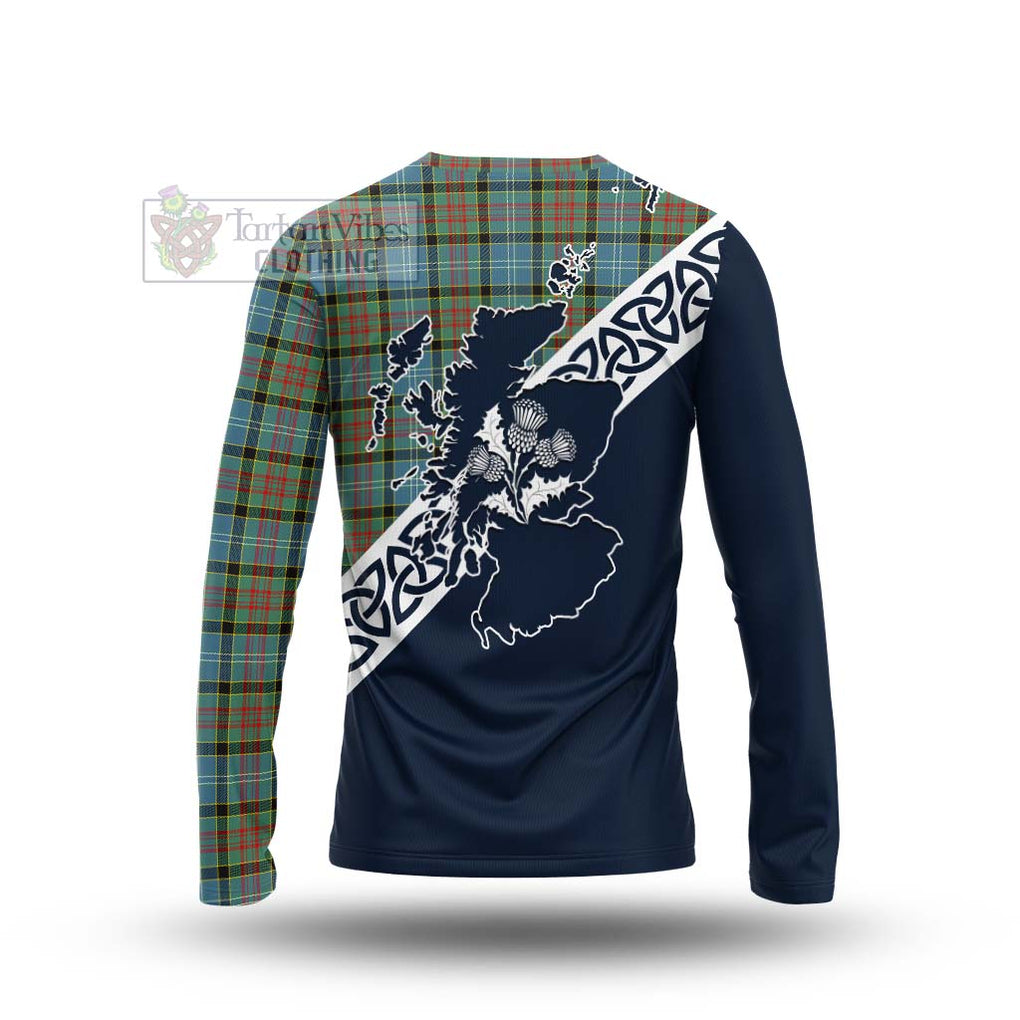 Tartan Vibes Clothing Paisley Tartan Long Sleeve T-Shirt Featuring Thistle and Scotland Map
