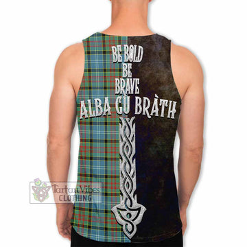 Tartan Vibes Clothing Paisley Tartan Family Crest Men's Tank Top Alba Gu Brath Be Brave Lion Ancient Style