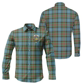 Paisley Tartan Long Sleeve Button Up Shirt with Family Crest