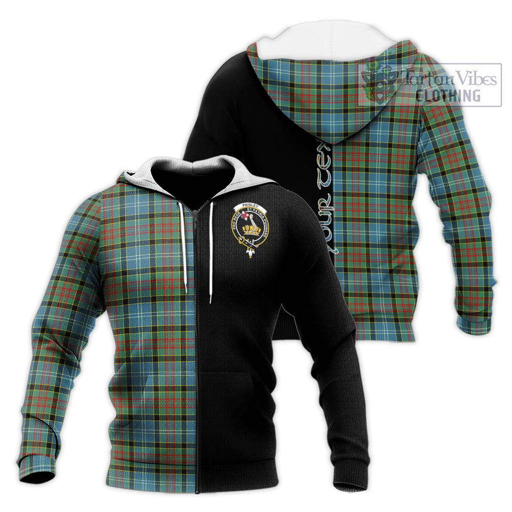 Paisley Tartan Knitted Hoodie with Family Crest and Half Of Me Style Unisex Knitted Zip Hoodie - Tartanvibesclothing Shop