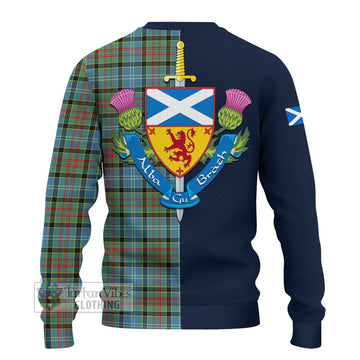 Tartan Vibes Clothing Paisley Tartan Knitted Sweater with Scottish Lion Royal Arm Half Style