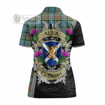 Paisley Tartan Family Crest Women's Polo Shirt Lion Rampant Royal Thistle Shield Celtic Inspired