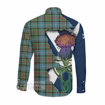 Paisley Tartan Family Crest Long Sleeve Button Shirt Scottish Thistle Celtic Inspired