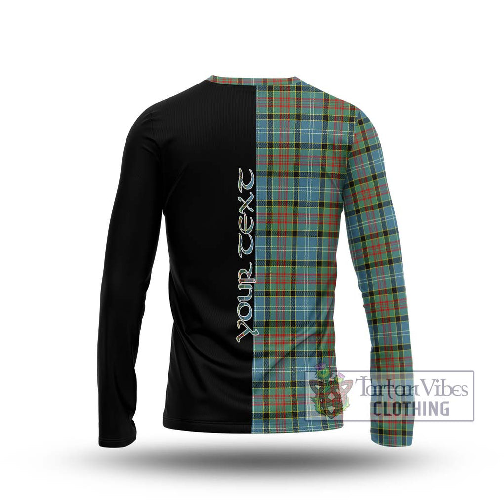Paisley Tartan Long Sleeve T-Shirt with Family Crest and Half Of Me Style - Tartanvibesclothing Shop