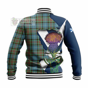 Tartan Vibes Clothing Paisley Tartan Family Crest Baseball Jacket Scottish Thistle Celtic Inspired