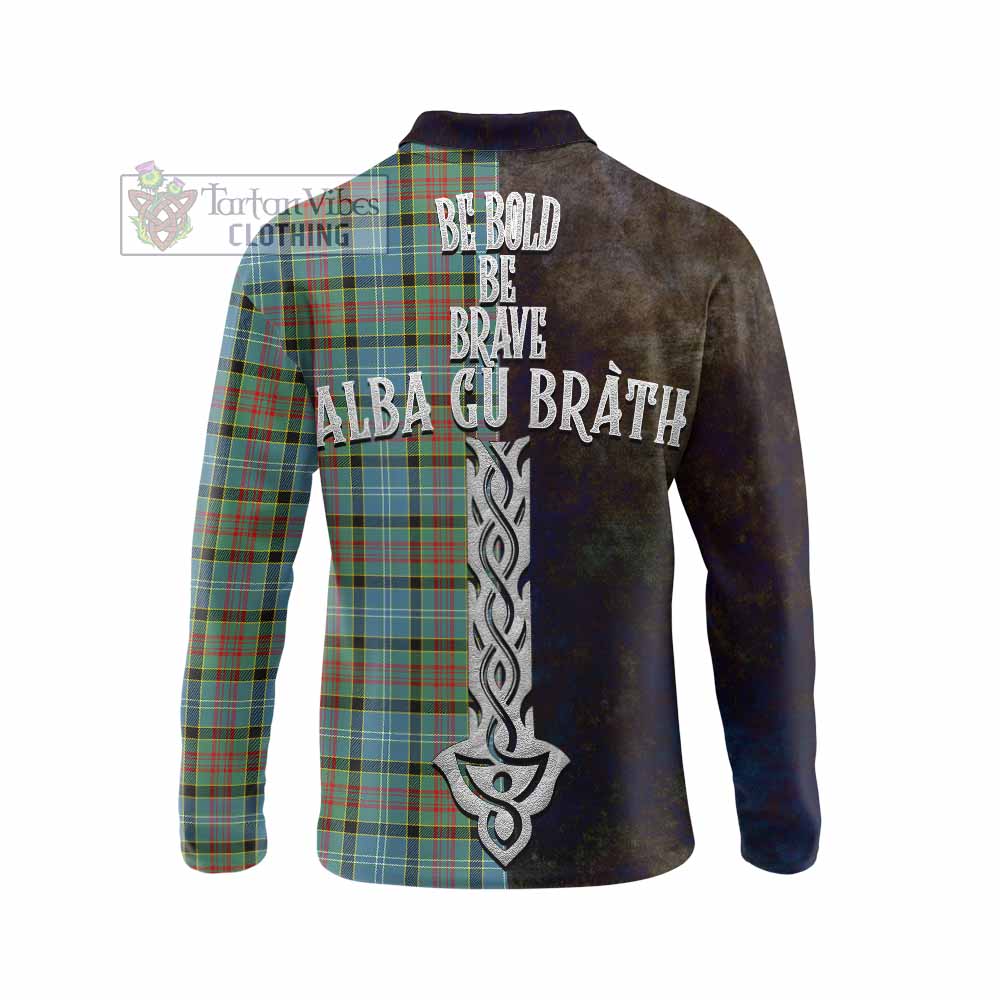 Tartan Vibes Clothing Paisley Tartan Family Crest Long Sleeve Polo Shirt Alba Gu Brath Be Brave Lion Ancient Style