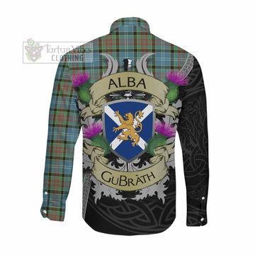 Paisley Tartan Family Crest Long Sleeve Button Shirt Lion Rampant Royal Thistle Shield Celtic Inspired