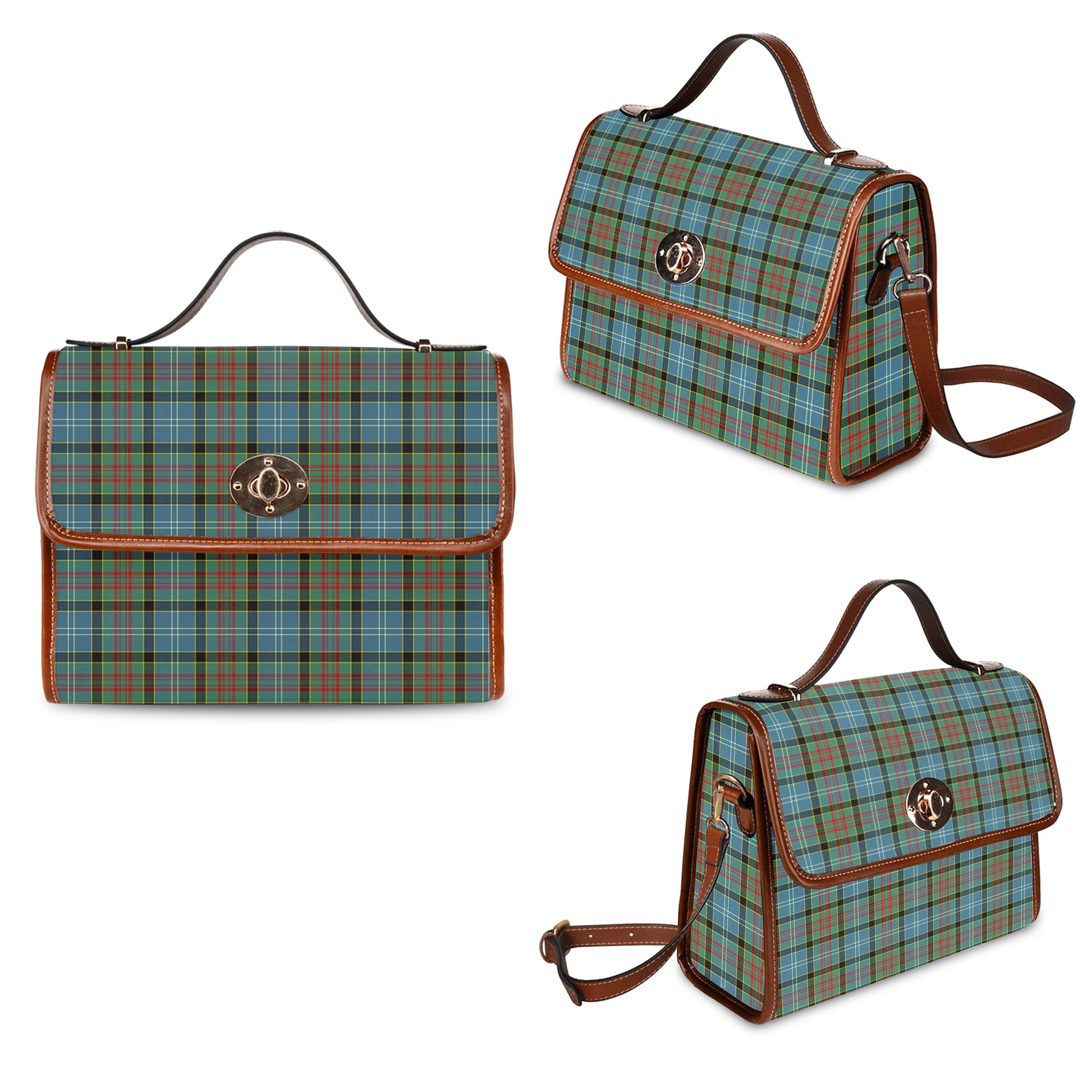 paisley-tartan-leather-strap-waterproof-canvas-bag