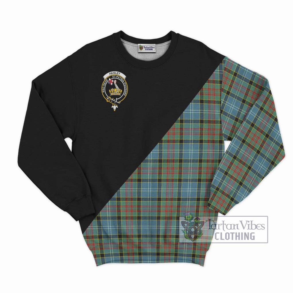 Paisley Tartan Sweatshirt with Family Crest and Military Logo Style - Tartanvibesclothing Shop