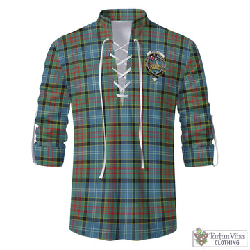Paisley Tartan Men's Scottish Traditional Jacobite Ghillie Kilt Shirt with Family Crest