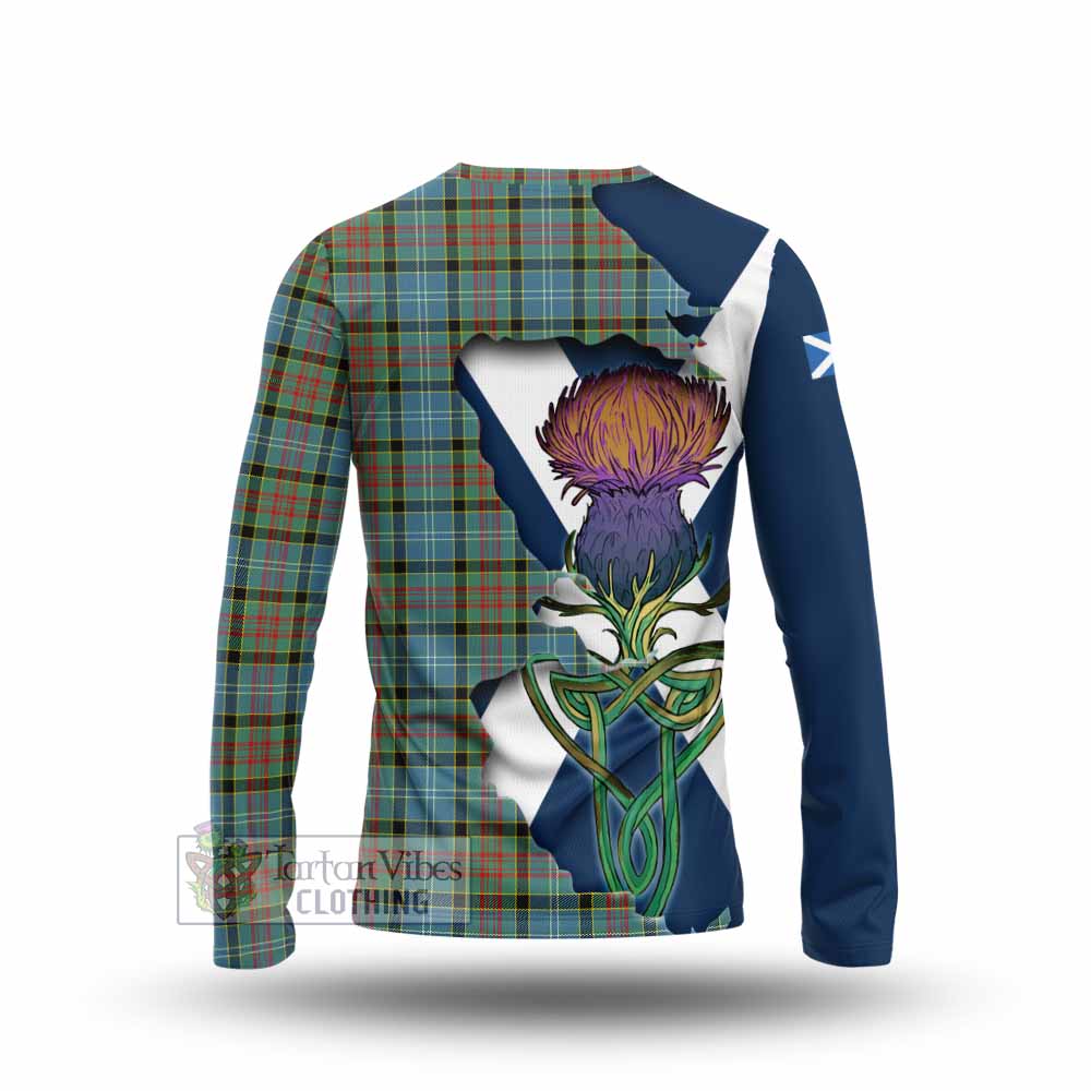 Tartan Vibes Clothing Paisley Tartan Family Crest Long Sleeve T-Shirt Scottish Thistle Celtic Inspired