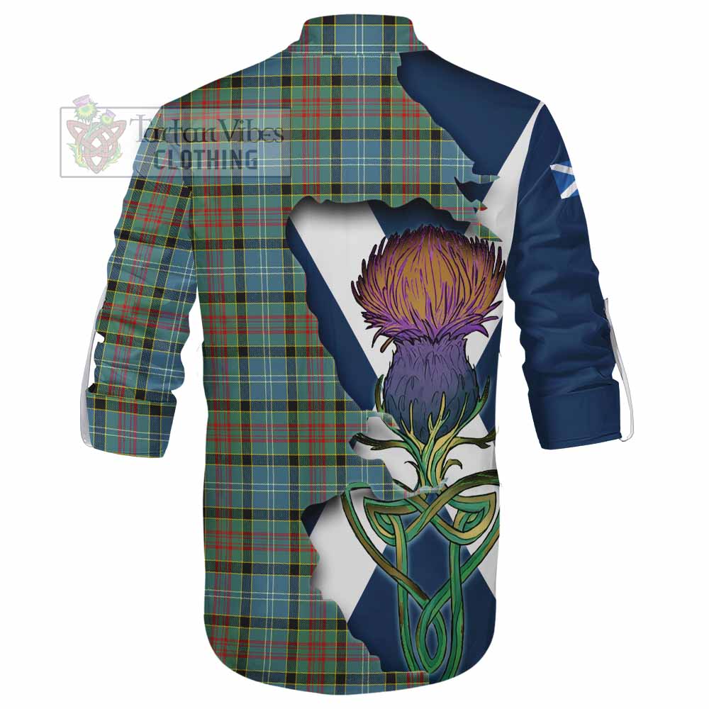 Tartan Vibes Clothing Paisley Tartan Family Crest Ghillie Kilt Shirt Scottish Thistle Celtic Inspired