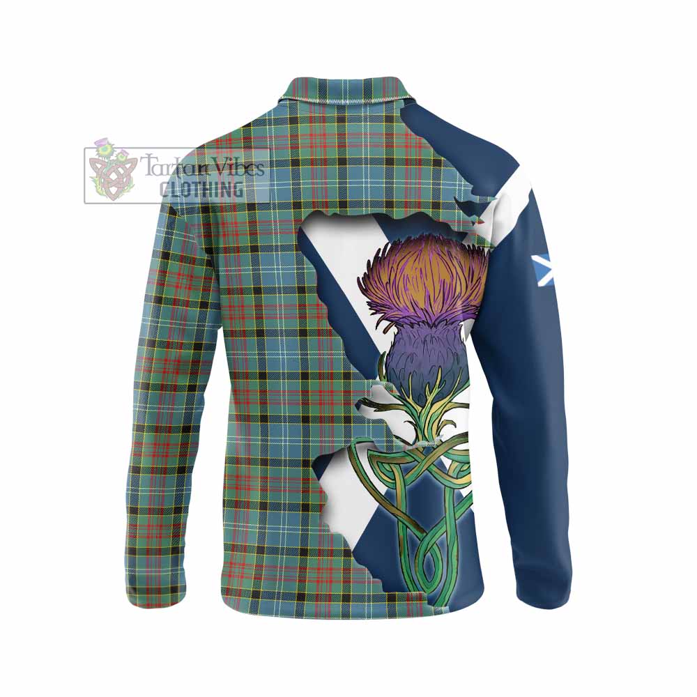 Tartan Vibes Clothing Paisley Tartan Family Crest Long Sleeve Polo Shirt Scottish Thistle Celtic Inspired