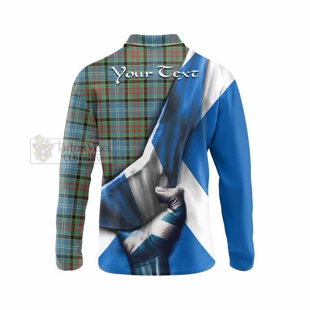 Tartan Vibes Clothing Paisley Tartan Long Sleeve Polo Shirt with Family Crest Scotland Patriotic Style