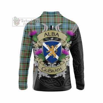 Paisley Tartan Family Crest Long Sleeve Polo Shirt Lion Rampant Royal Thistle Shield Celtic Inspired