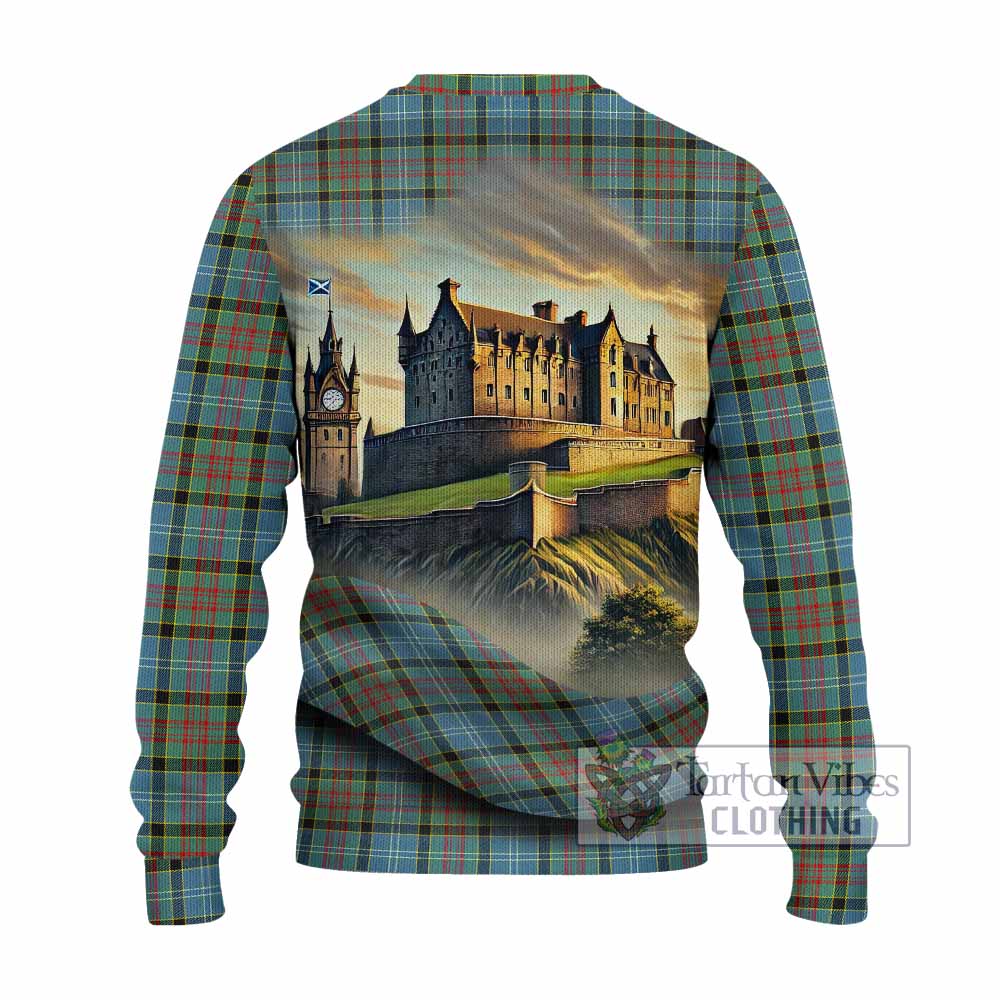 Tartan Vibes Clothing Paisley Tartan Family Crest Knitted Sweater with Scottish Ancient Castle Style