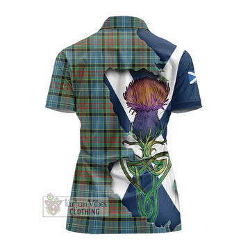 Paisley Tartan Family Crest Women's Polo Shirt Scottish Thistle Celtic Inspired