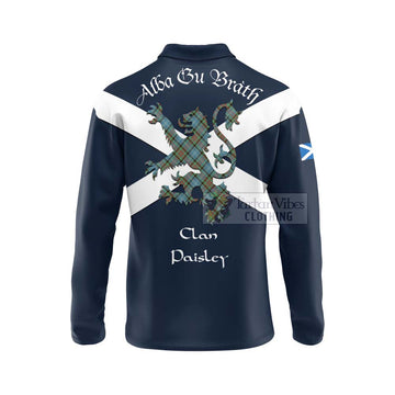 Paisley Tartan Lion Rampant Long Sleeve Polo Shirt Proudly Display Your Heritage with Alba Gu Brath and Clan Name