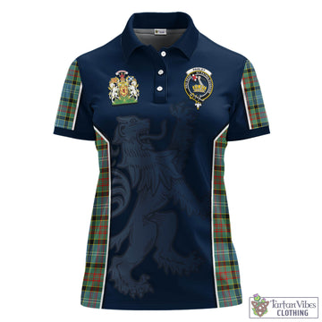 Paisley Tartan Women's Polo Shirt with Family Crest and Lion Rampant Vibes Sport Style