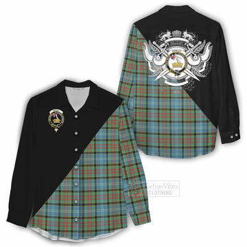 Tartan Vibes Clothing Paisley Tartan Women's Casual Shirt with Family Crest and Military Logo Style
