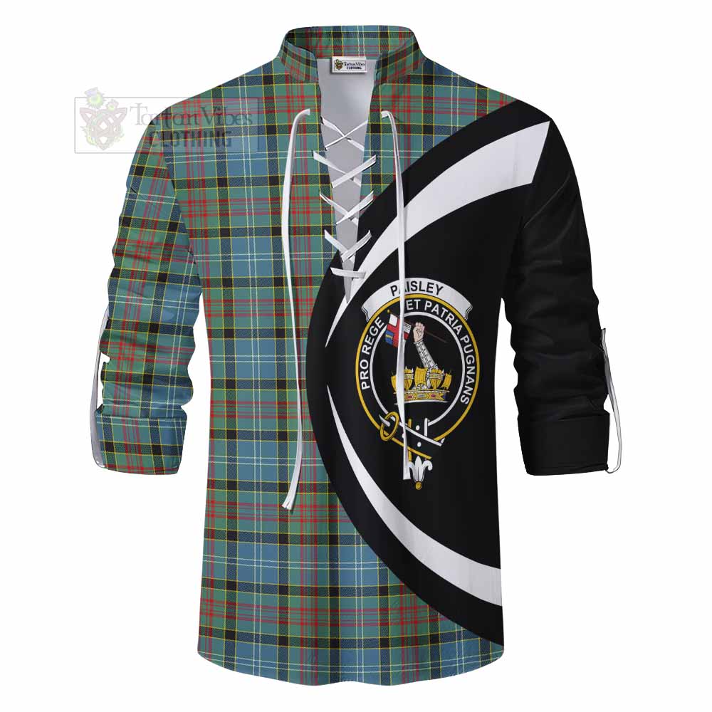 Tartan Vibes Clothing Paisley Tartan Ghillie Kilt Shirt with Family Crest Circle Style