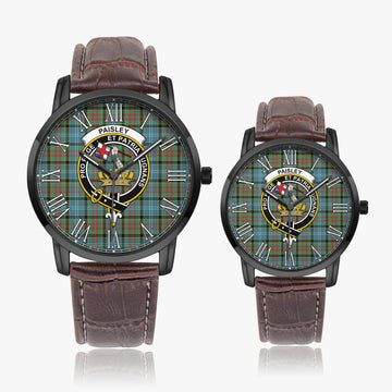 Paisley Tartan Family Crest Leather Strap Quartz Watch