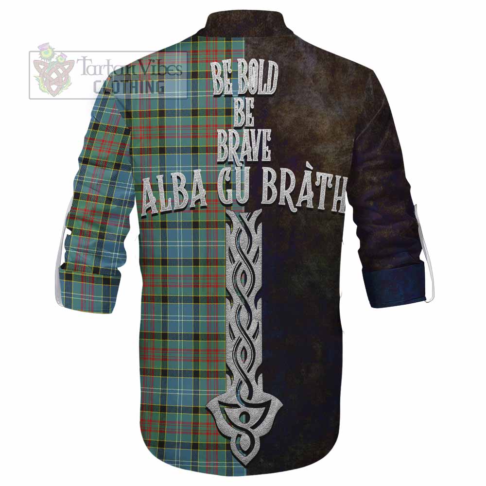 Tartan Vibes Clothing Paisley Tartan Family Crest Ghillie Kilt Shirt Alba Gu Brath Be Brave Lion Ancient Style
