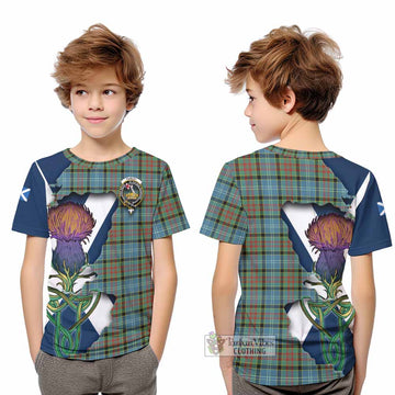 Paisley Tartan Family Crest Kid T-Shirt Scottish Thistle Celtic Inspired