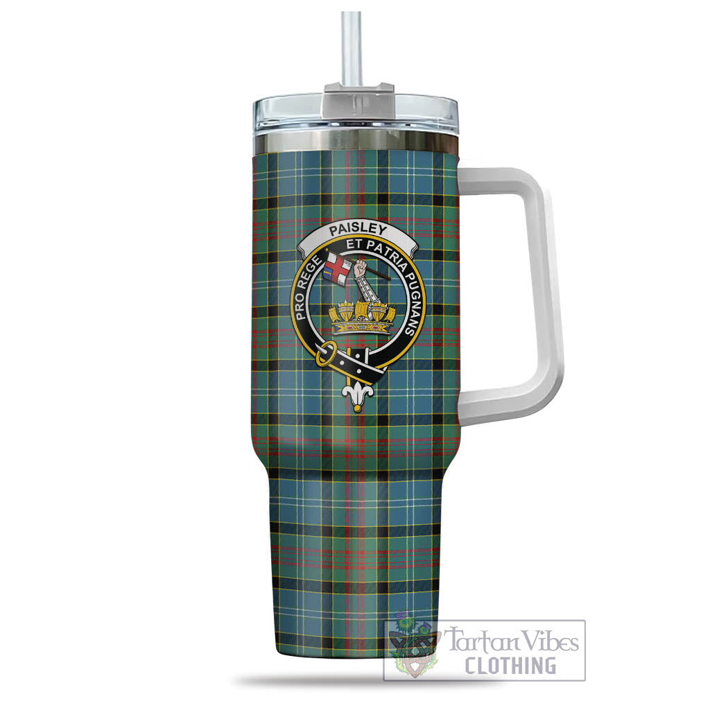 Tartan Vibes Clothing Paisley Tartan and Family Crest Tumbler with Handle