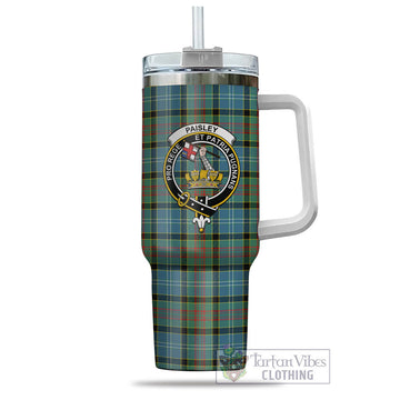 Tartan Vibes Clothing Paisley Tartan and Family Crest Tumbler with Handle