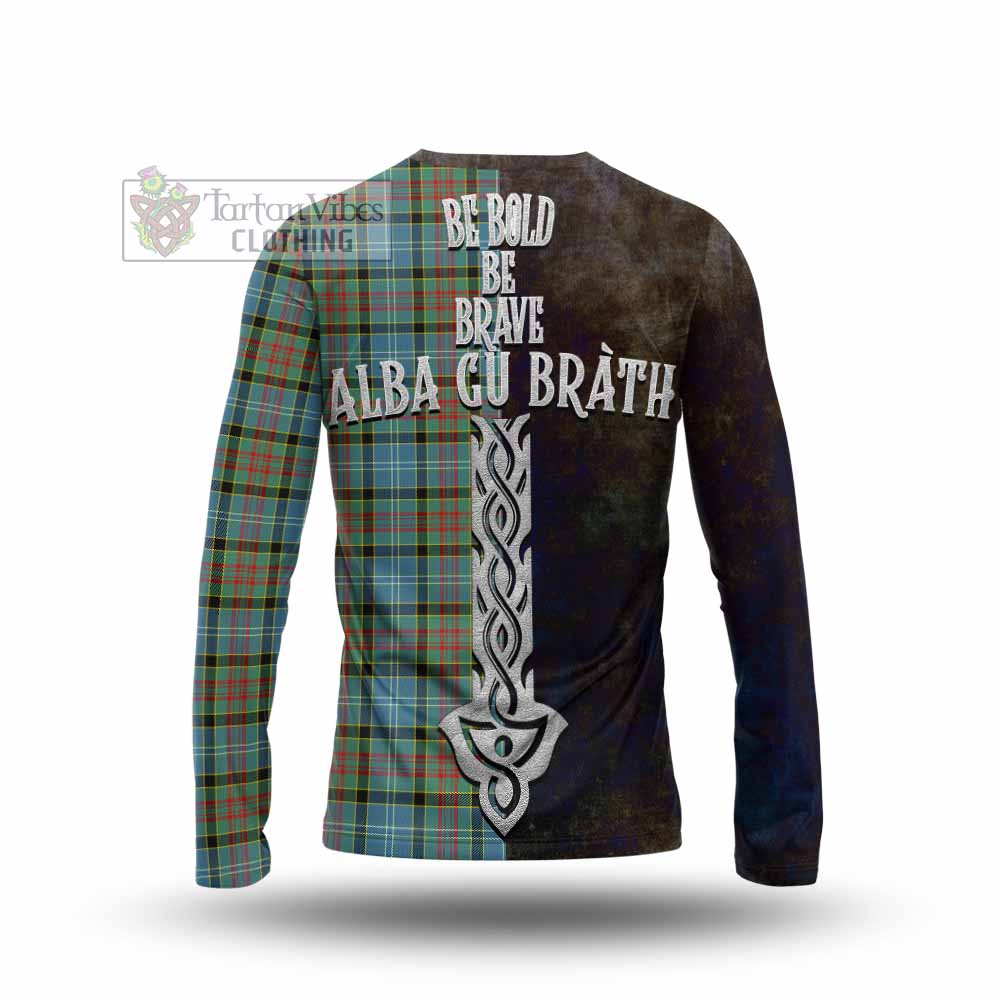 Tartan Vibes Clothing Paisley Tartan Family Crest Long Sleeve T-Shirt Alba Gu Brath Be Brave Lion Ancient Style