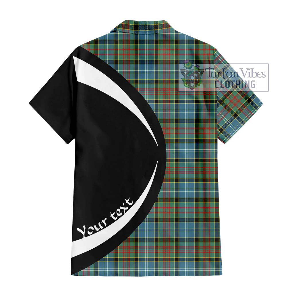 Paisley Tartan Short Sleeve Button Up with Family Crest Circle Style - Tartan Vibes Clothing