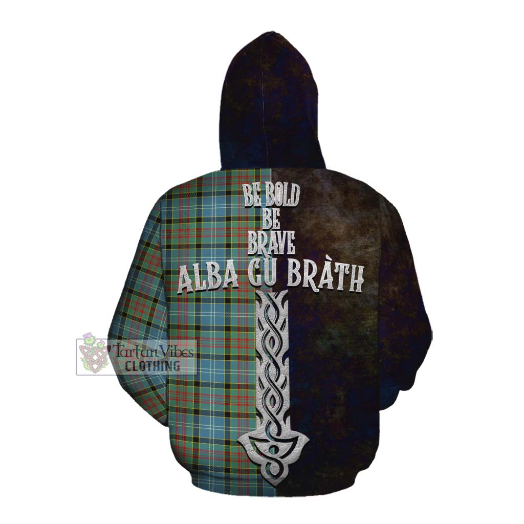 Tartan Vibes Clothing Paisley Tartan Family Crest Cotton Hoodie Alba Gu Brath Be Brave Lion Ancient Style