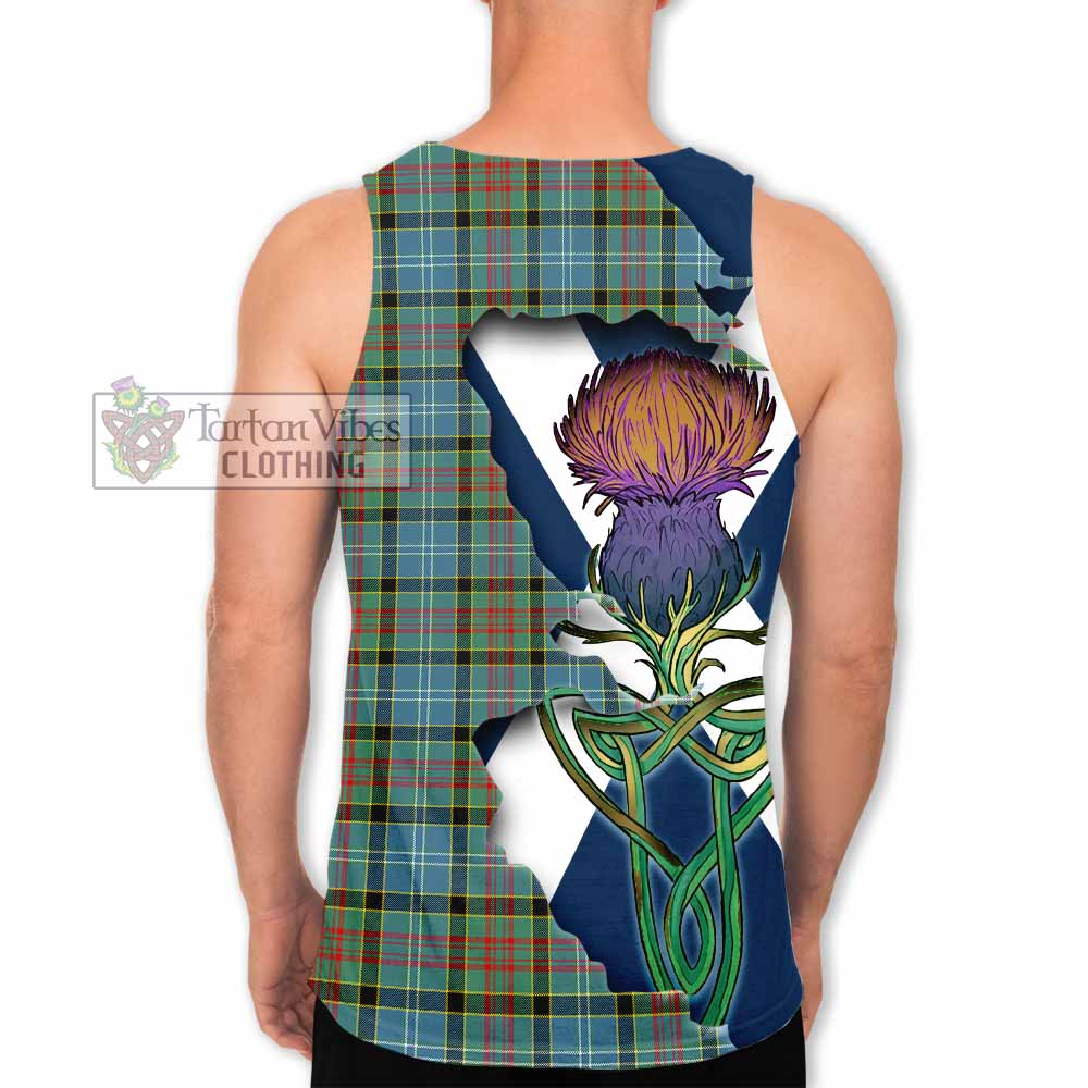 Tartan Vibes Clothing Paisley Tartan Family Crest Men's Tank Top Scottish Thistle Celtic Inspired
