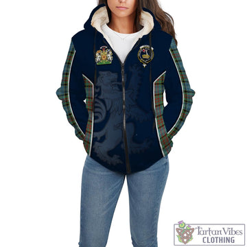 Paisley Tartan Sherpa Hoodie with Family Crest and Lion Rampant Vibes Sport Style