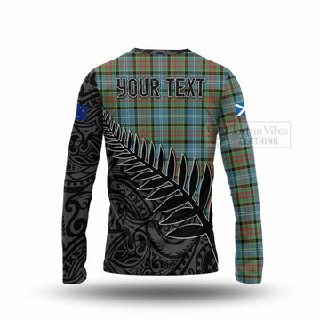 Tartan Vibes Clothing Paisley Crest Tartan Long Sleeve T-Shirt with New Zealand Silver Fern Half Style