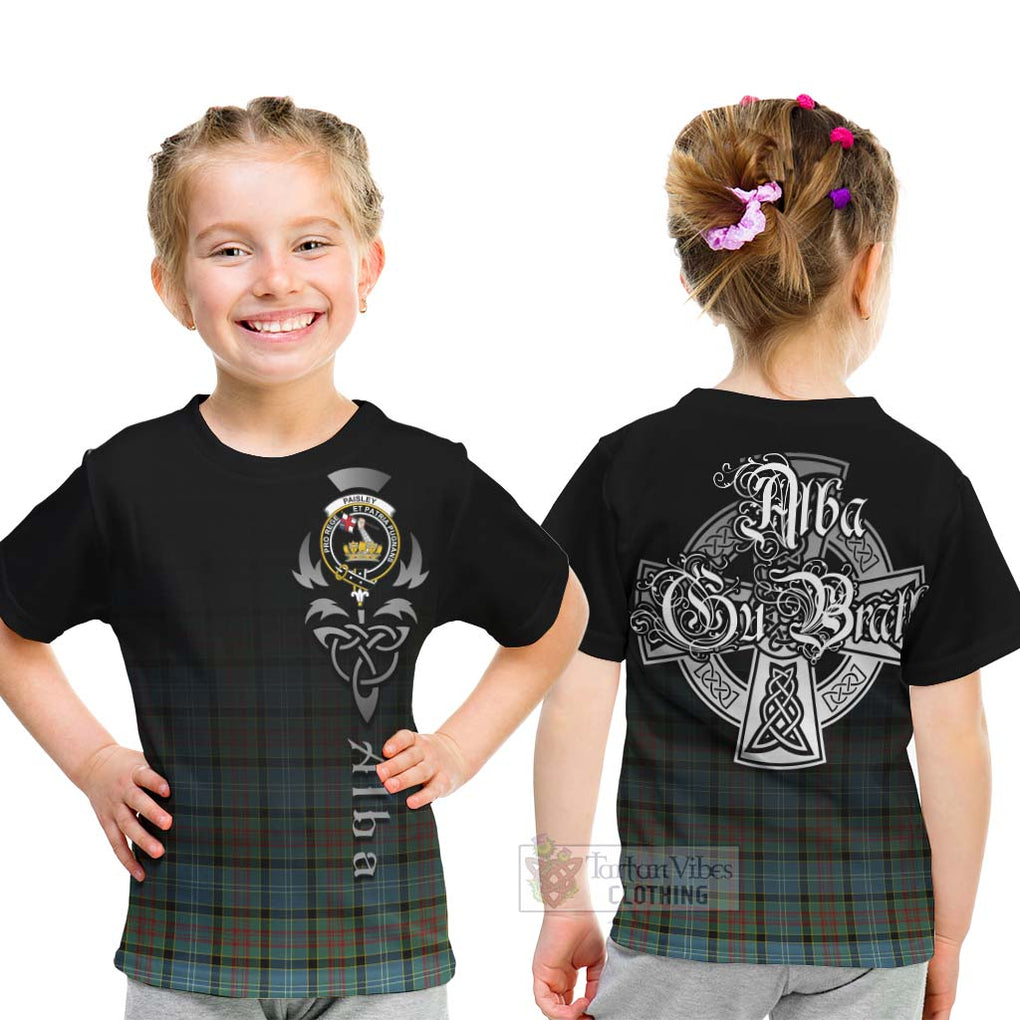 Tartan Vibes Clothing Paisley Tartan Kid T-Shirt Featuring Alba Gu Brath Family Crest Celtic Inspired