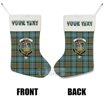Tartan Vibes Clothing Paisley Tartan Family Crest Christmas Stocking with Personalized Text