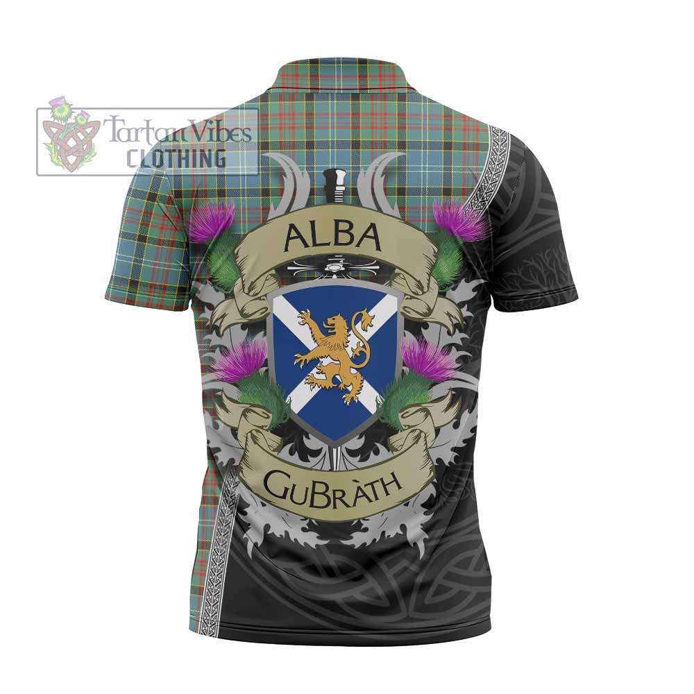 Tartan Vibes Clothing Paisley Tartan Family Crest Zipper Polo Shirt Lion Rampant Royal Thistle Shield Celtic Inspired