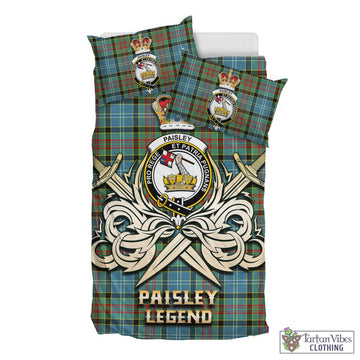 Paisley Tartan Bedding Set with Clan Crest and the Golden Sword of Courageous Legacy