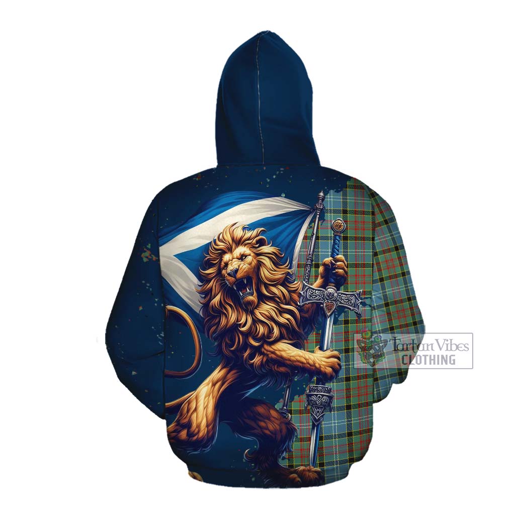 Tartan Vibes Clothing Paisley Tartan Family Crest Cotton Hoodie with Scottish Majestic Lion