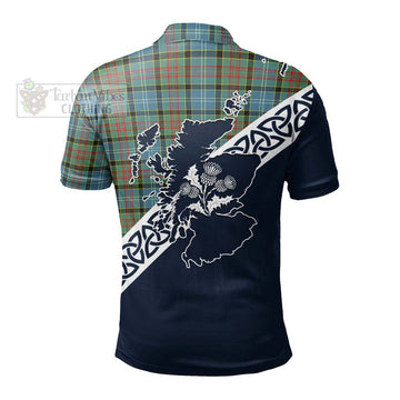 Paisley Tartan Polo Shirt Featuring Thistle and Scotland Map