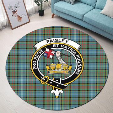 Paisley Tartan Round Rug with Family Crest