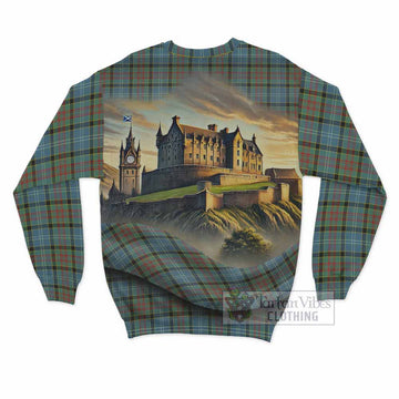 Paisley Tartan Family Crest Sweatshirt with Scottish Ancient Castle Style