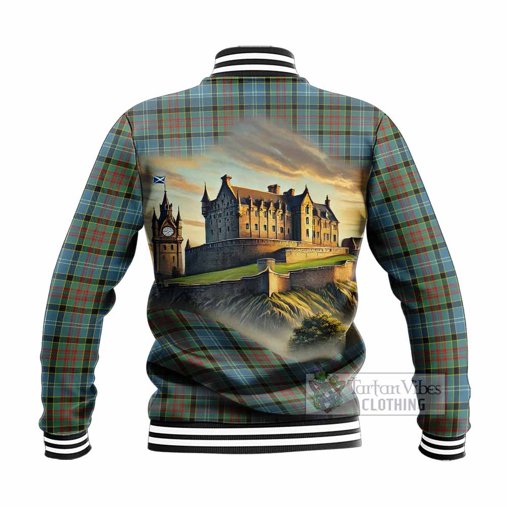 Tartan Vibes Clothing Paisley Tartan Family Crest Baseball Jacket with Scottish Ancient Castle Style