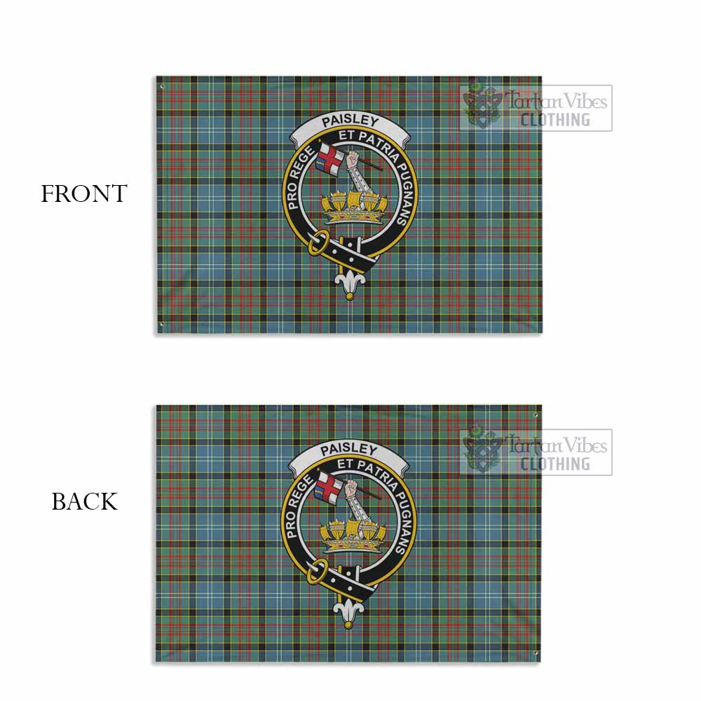 Tartan Vibes Clothing Paisley Tartan House Flag with Family Crest