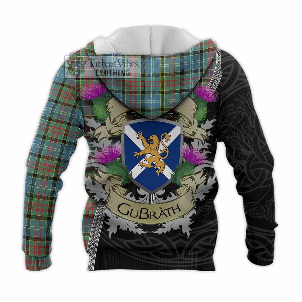 Tartan Vibes Clothing Paisley Tartan Family Crest Knitted Hoodie Lion Rampant Royal Thistle Shield Celtic Inspired
